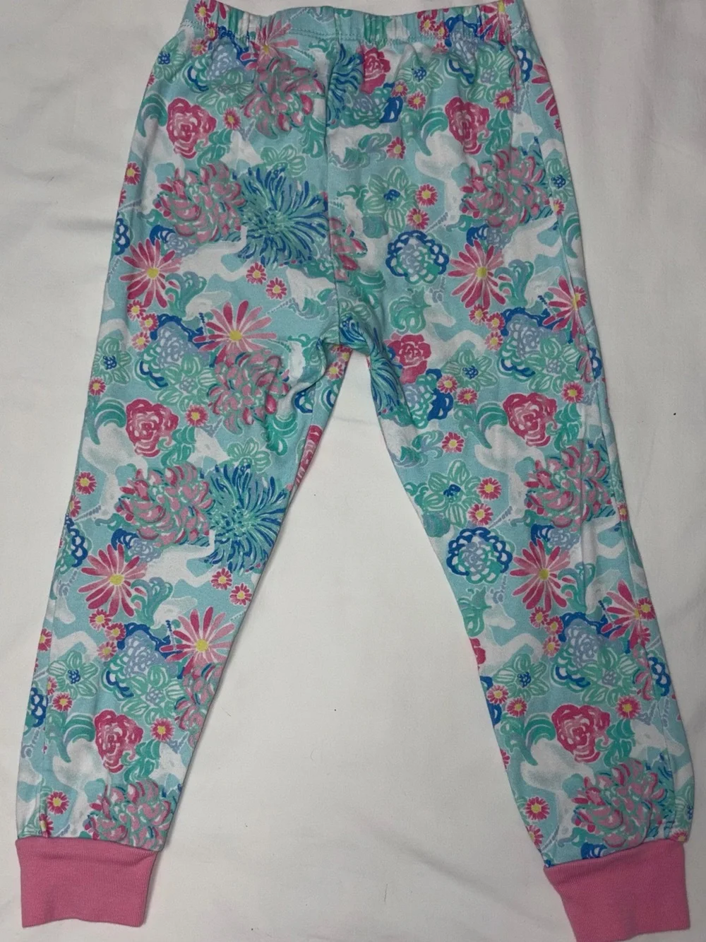 Lily Pulitzer for Pottery Barn Kids pink and turquoise pajamas sz 4 EUC